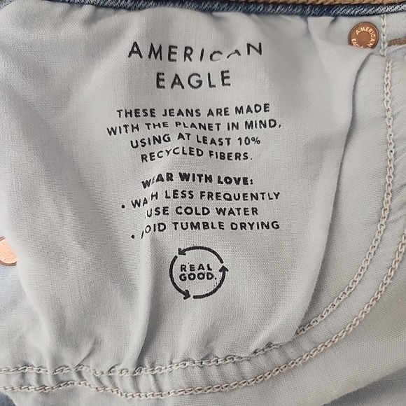 American Eagle Kick Boot Jeans 16 Blue Super Hi-Rise Next Level Stretch Flare - Picture 5 of 11